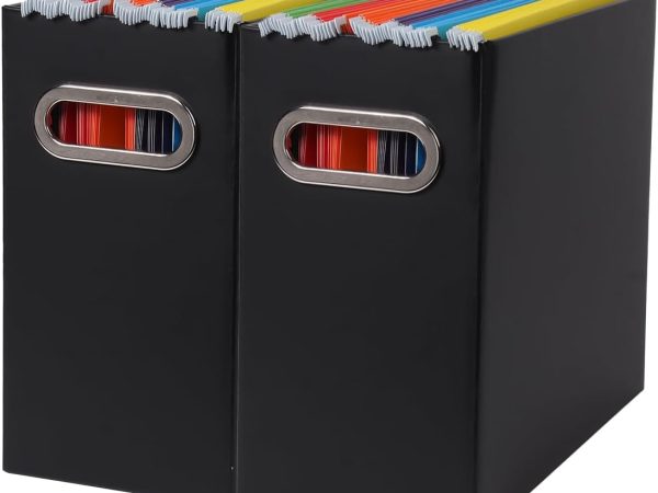 2 Pack Portable Collapsible File Boxes with Handles