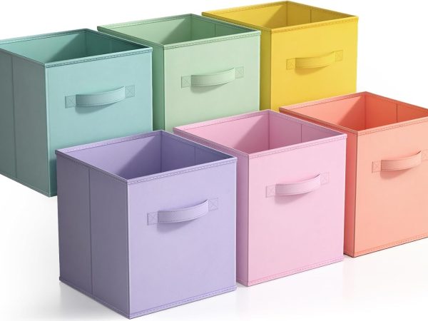 6 Pack 11 Inch Collapsible Fabric Storage Cubes with Handles