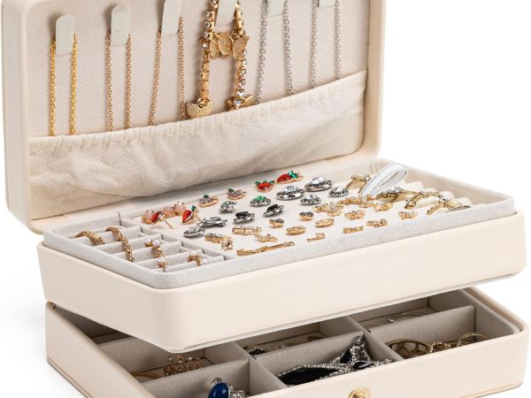 Large 2 Layer PU Leather Travel Jewellery Case