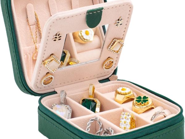 Small Travel Jewellery Organiser Case with Mirror
