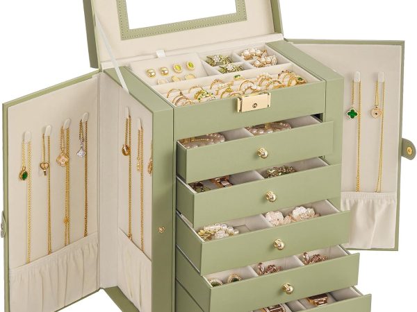 6 Layer Jewellery Box with Mirror and Lock, 5 Drawers