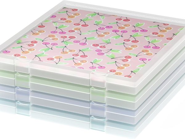 4 Pack Stackable Plastic File Boxes with U Shape Locking