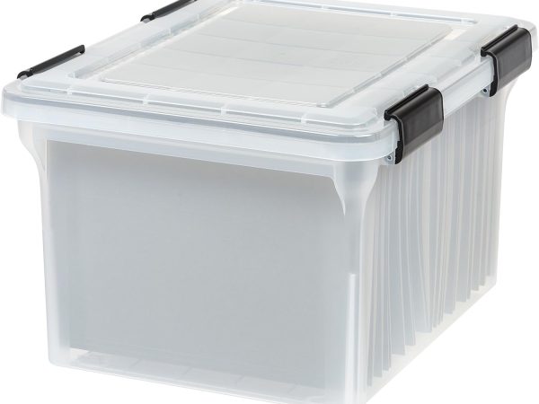 Water Resistant Plastic File Box with Latching Buckles
