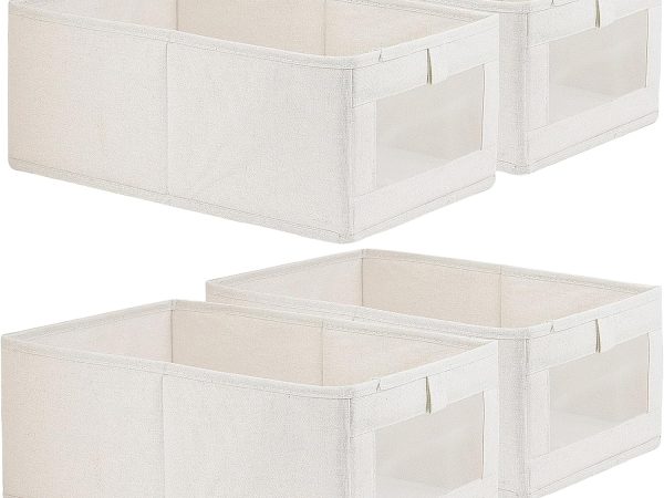4 Pack Large Linen Storage Bins with Window