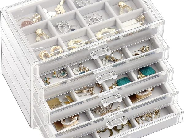 5 Drawer Acrylic Earring Organiser with Velvet Trays